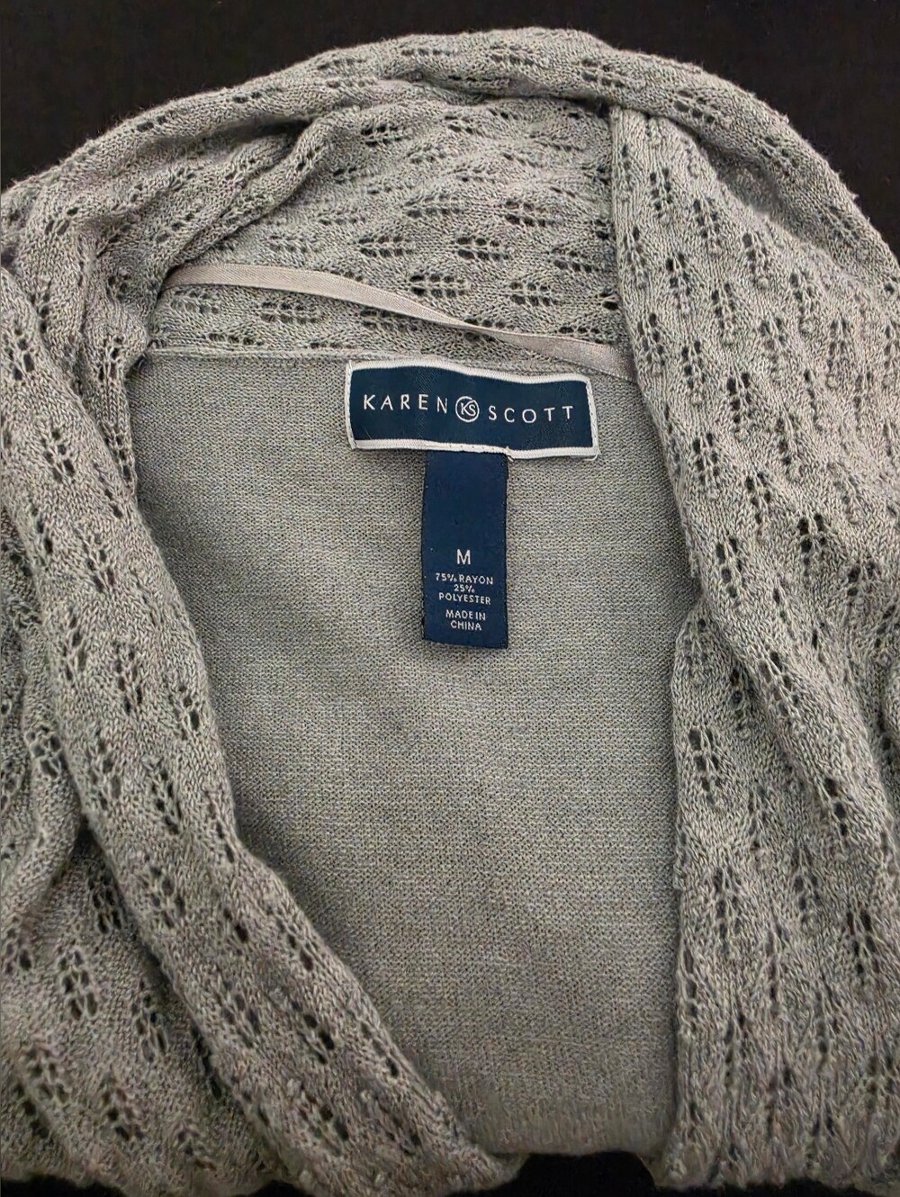 Karen Scott Women's Gray Open-Knit Sweater